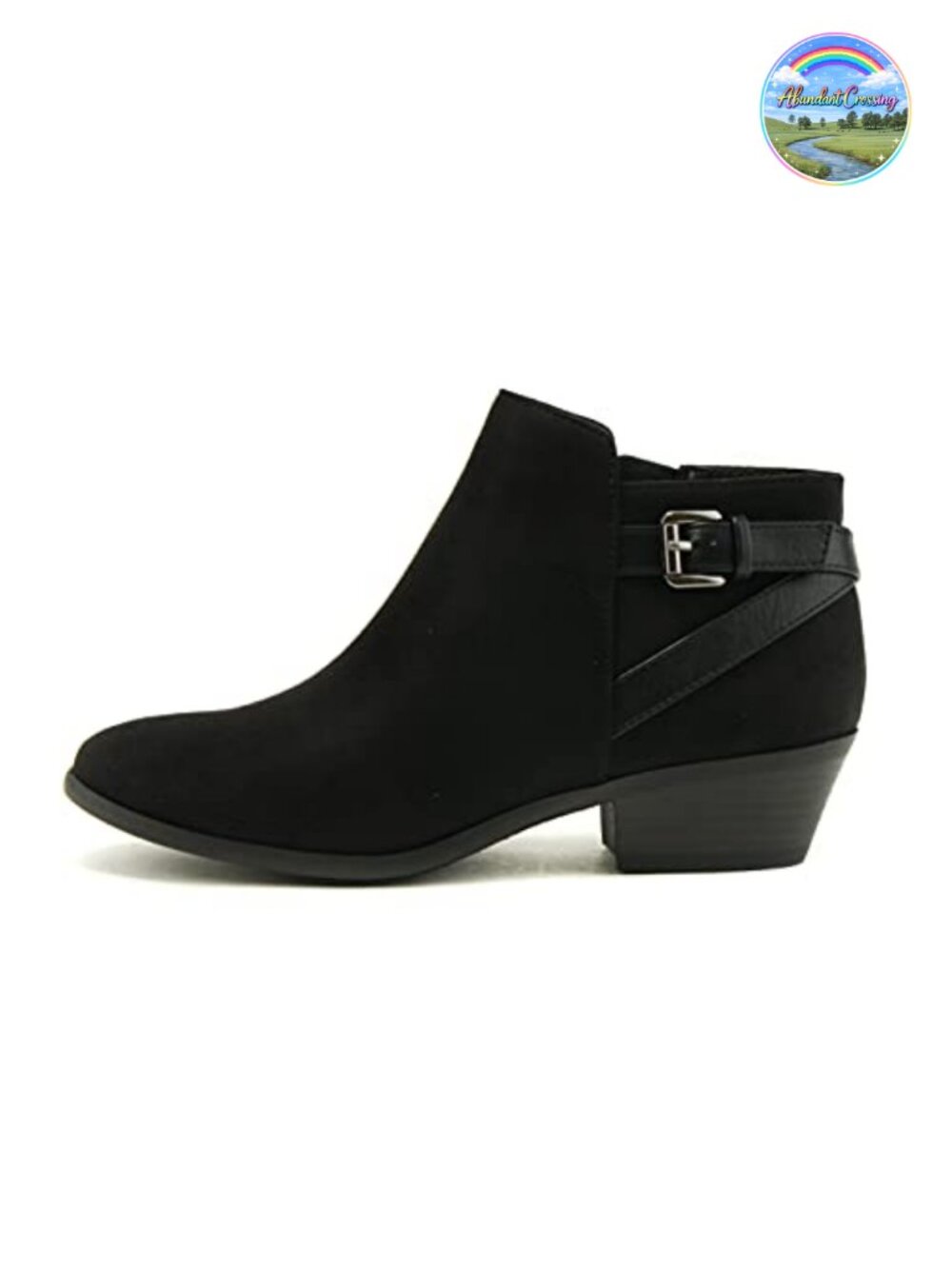 Faux Suede Stacked Heel Western Ankle Bootie